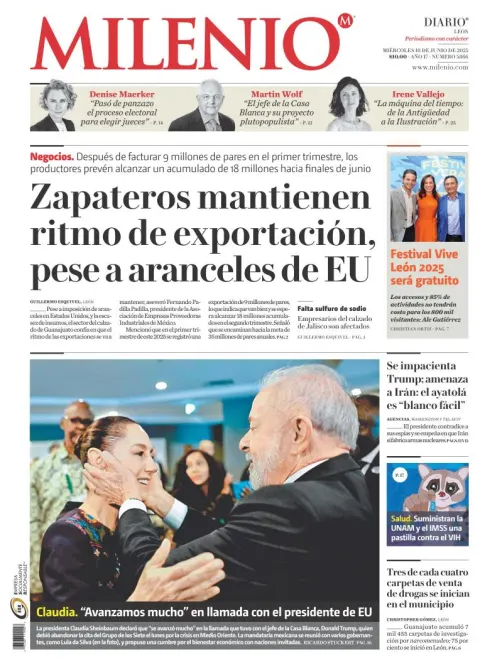 Portada de Milenio Leon del miércoles, 18 de junio de 2025