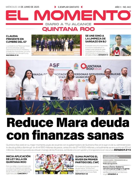 Portada de El Momento Quintana Roo del miércoles, 18 de junio de 2025