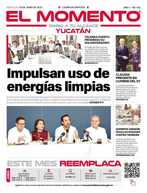 Portada de El Momento Yucatan del miércoles, 18 de junio de 2025