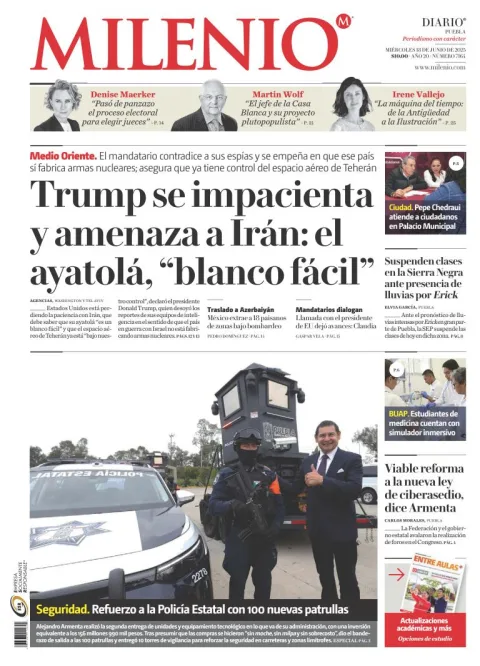 Portada de Milenio Puebla