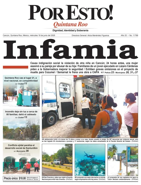 Portada de Por Esto (quintana Roo Cancun) del miércoles, 18 de junio de 2025