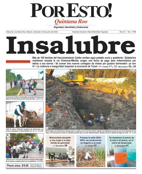 Portada de Por Esto (quintana Roo Chetumal) del miércoles, 18 de junio de 2025
