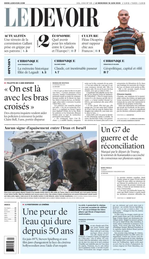 Portada de Le Devoir del miércoles, 18 de junio de 2025