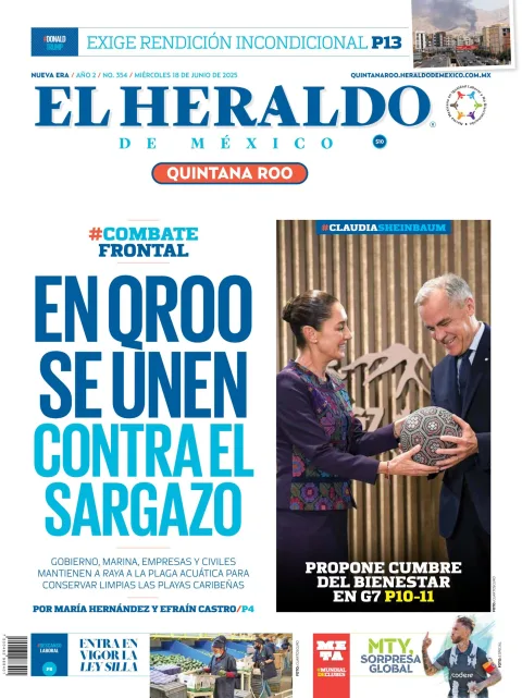 Portada de El Heraldo de Mexico - Quintana Roo del miércoles, 18 de junio de 2025
