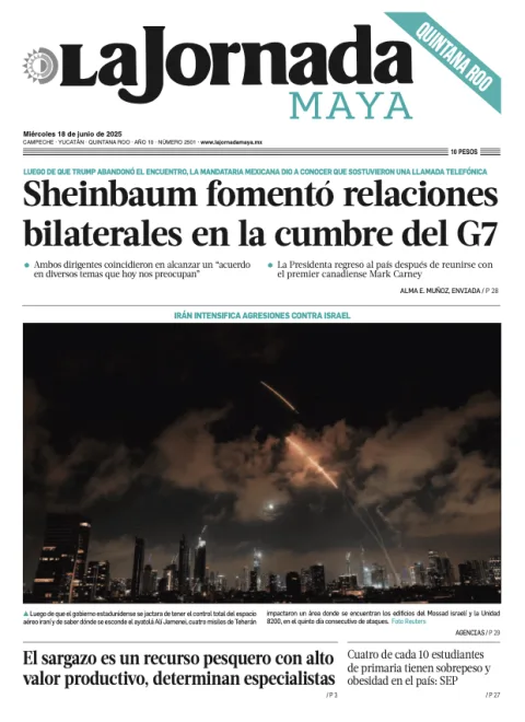 Portada de La Jornada Maya Quintana Roo del miércoles, 18 de junio de 2025