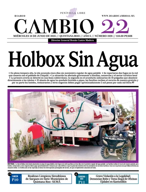 Portada de Diario Cambio 22 del 2025-06-18