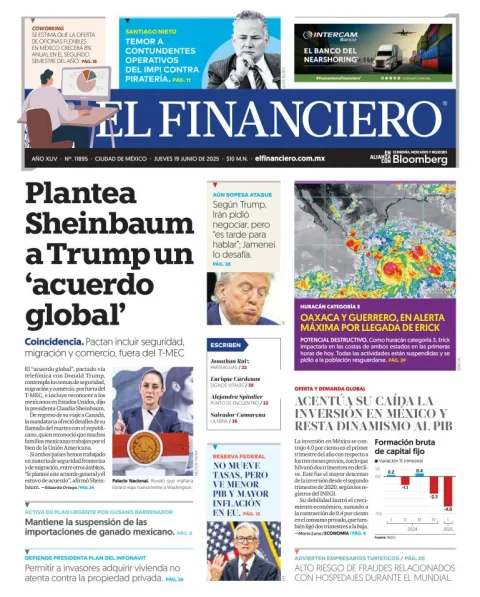 Portada de El Financiero del jueves, 19 de junio de 2025