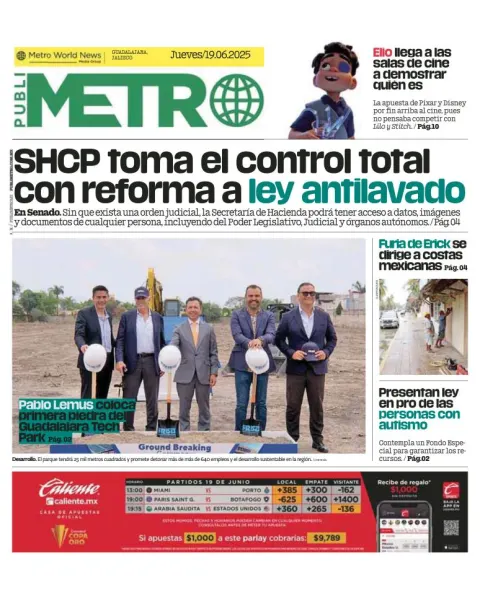 Portada de Publimetro Guadalajara del jueves, 19 de junio de 2025
