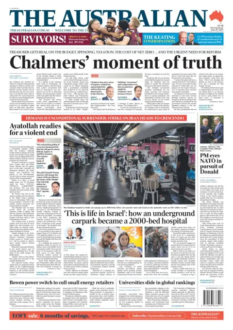 Portada de The Australian del jueves, 19 de junio de 2025