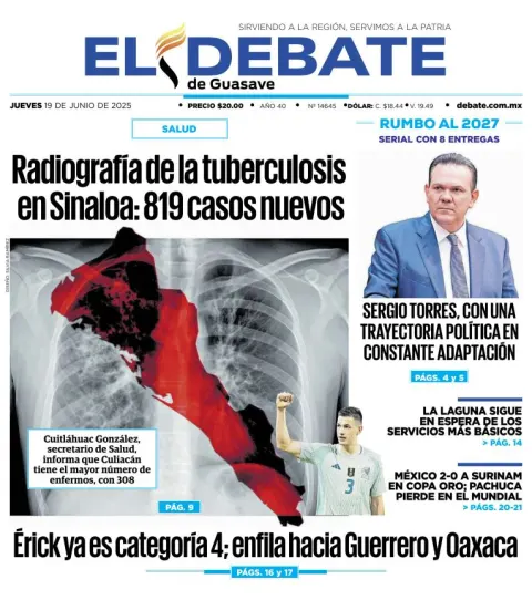 Portada de El Debate de Guasave del jueves, 19 de junio de 2025