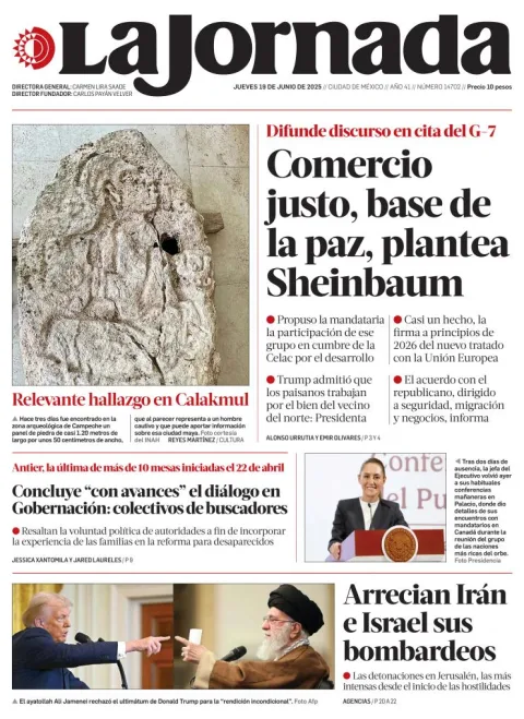 Portada de La Jornada del jueves, 19 de junio de 2025