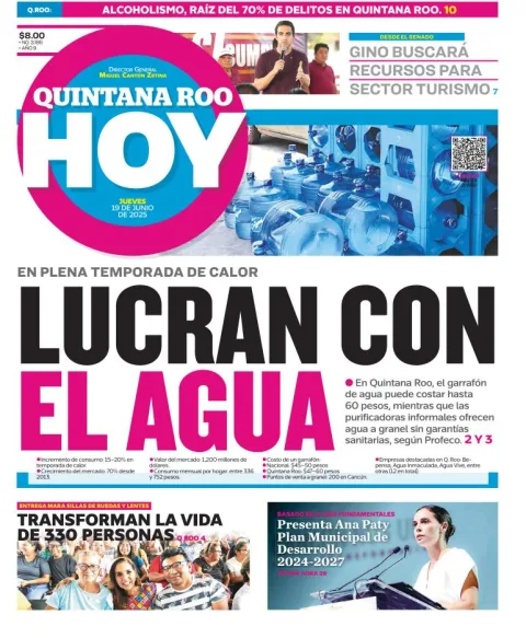Portada de Quintana Roo Hoy del jueves, 19 de junio de 2025