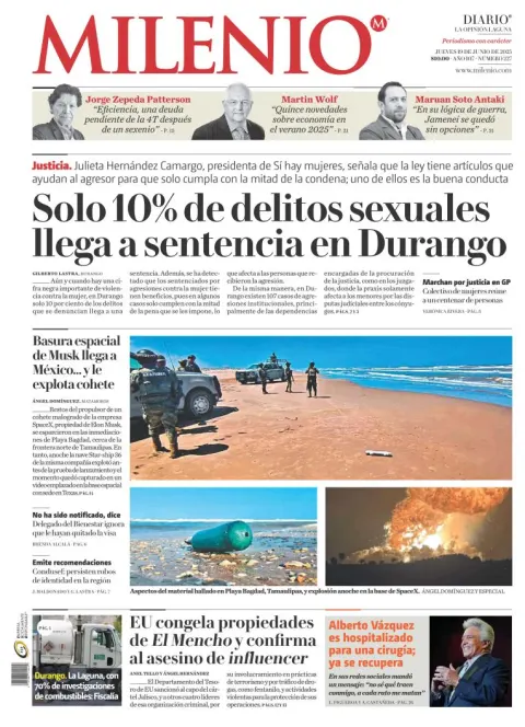 Portada de Milenio Laguna del jueves, 19 de junio de 2025
