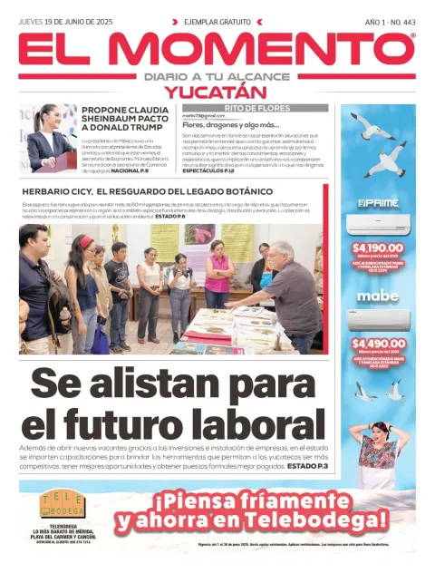 Portada de El Momento Yucatan del jueves, 19 de junio de 2025