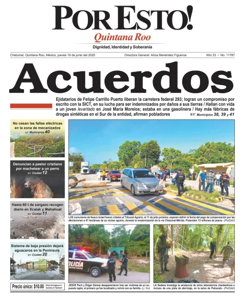Portada de Por Esto (quintana Roo Chetumal) del jueves, 19 de junio de 2025