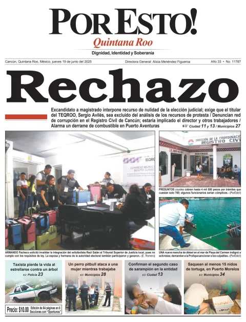 Portada de Por Esto (quintana Roo Cancun) del jueves, 19 de junio de 2025