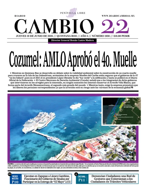 Portada de Diario Cambio 22 del 2025-06-19