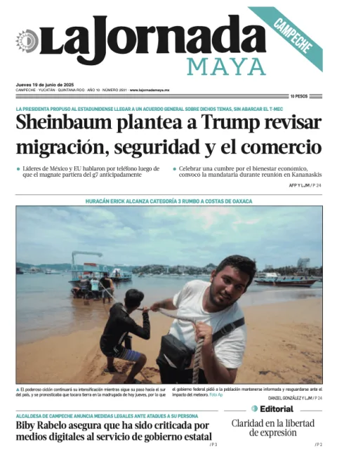 Portada de La Jornada Maya Campeche del jueves, 19 de junio de 2025