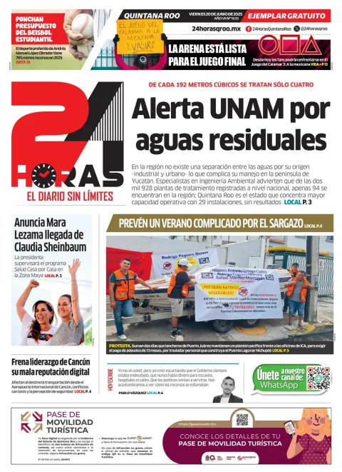 Portada de 24 Horas Quintana Roo