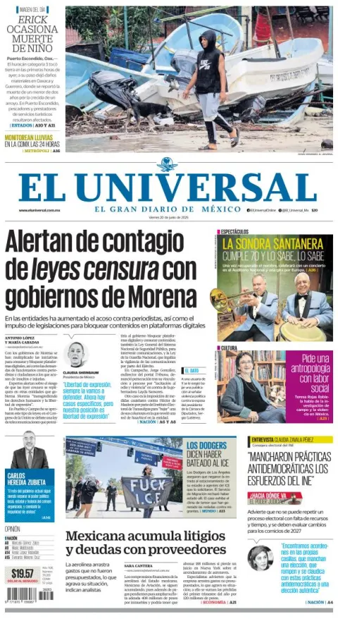 Portada de El Universal