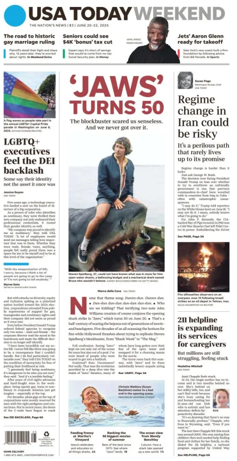 Portada de Usa Today del viernes, 20 de junio de 2025