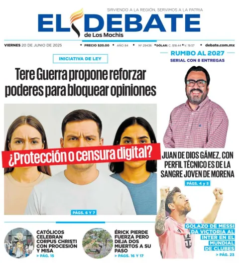 Portada de El Debate de los Mochis del viernes, 20 de junio de 2025