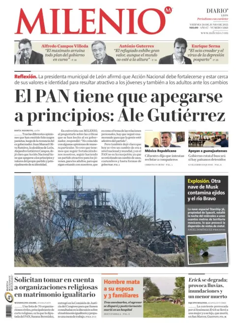 Portada de Milenio Leon del viernes, 20 de junio de 2025