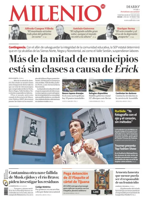 Portada de Milenio Puebla del viernes, 20 de junio de 2025