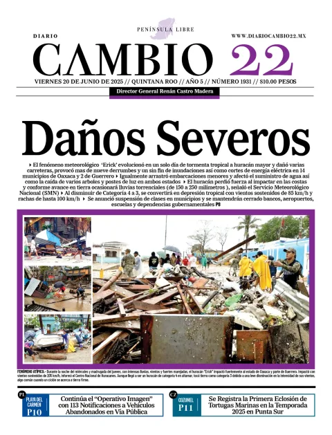 Portada de Diario Cambio 22 del 2025-06-20