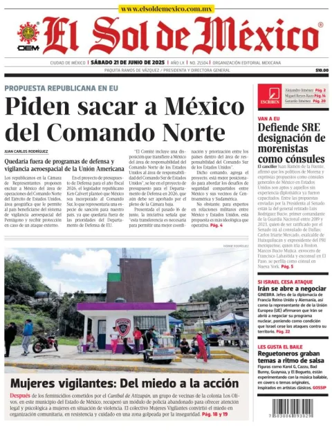 Portada de El Sol de Mexico