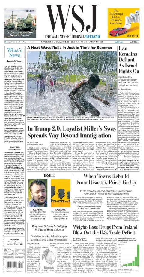 Portada de The Wall Street Journal