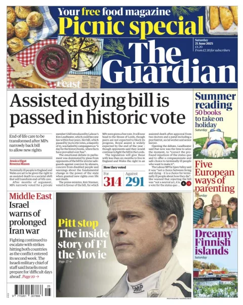 Portada de The Guardian (reino Unido)