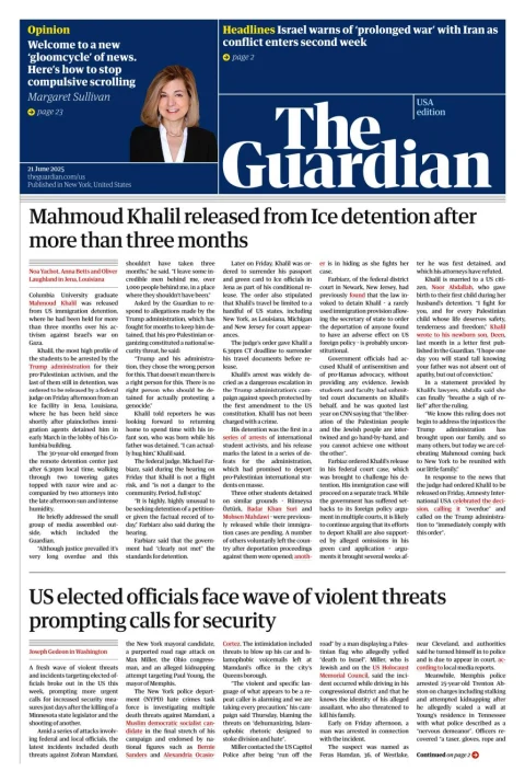 Portada de The Guardian (usa)