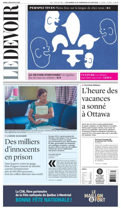 Portada de Le Devoir