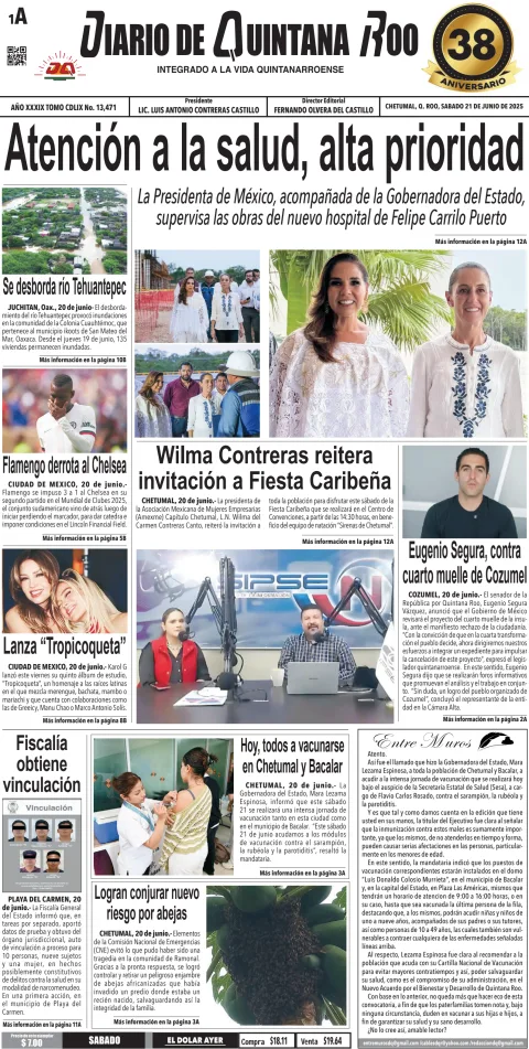 Portada de Diario de Quintana Roo (portada)