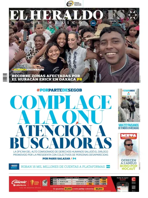 Portada de El Heraldo de Mexico del sábado, 21 de junio de 2025