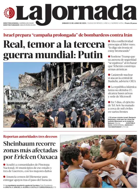 Portada de La Jornada del sábado, 21 de junio de 2025