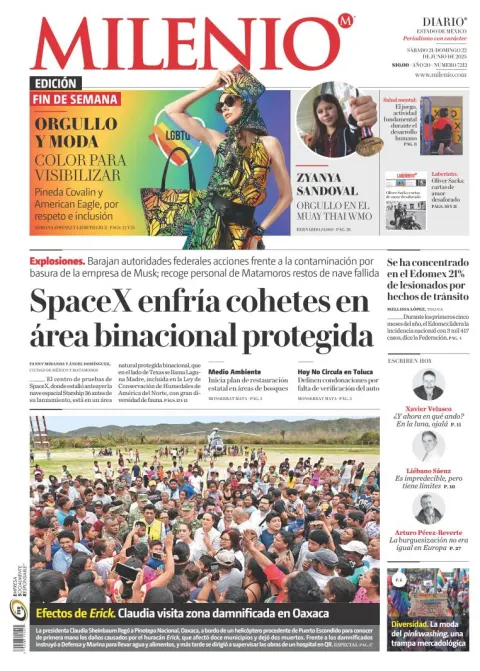 Portada de Milenio Edo de Mexico del sábado, 21 de junio de 2025
