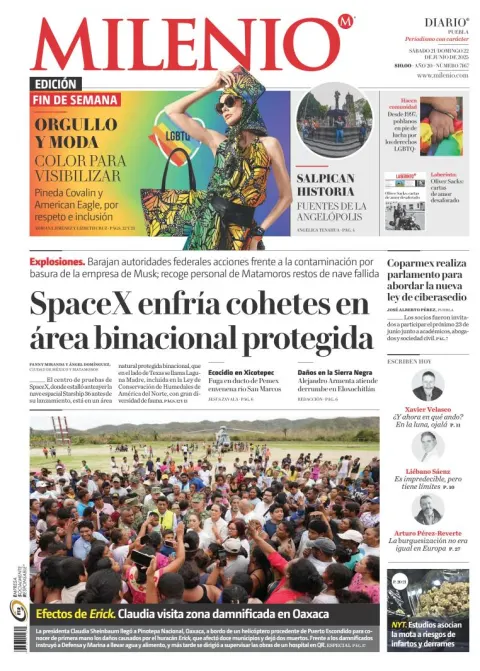 Portada de Milenio Puebla del sábado, 21 de junio de 2025