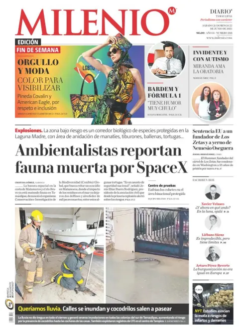 Portada de Milenio Tamaulipas del sábado, 21 de junio de 2025