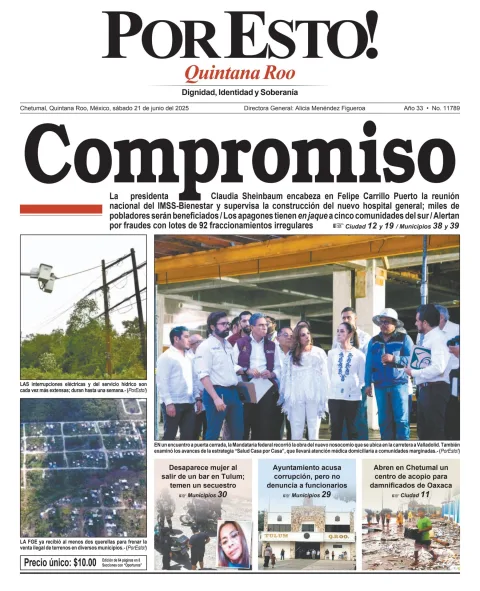 Portada de Por Esto (quintana Roo Chetumal) del sábado, 21 de junio de 2025