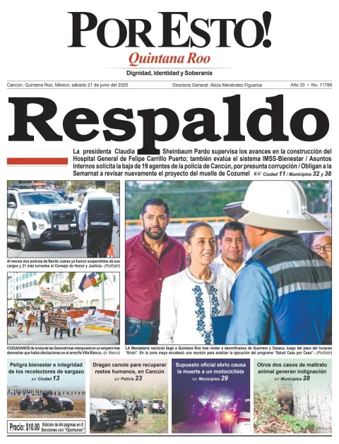 Portada de Por Esto (quintana Roo Cancun) del sábado, 21 de junio de 2025