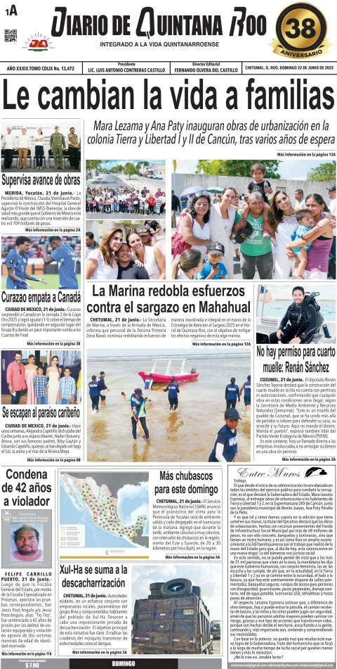 Portada de Diario de Quintana Roo (portada)