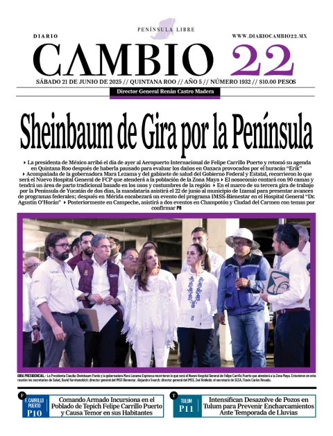 Portada de Diario Cambio 22 del 2025-06-21