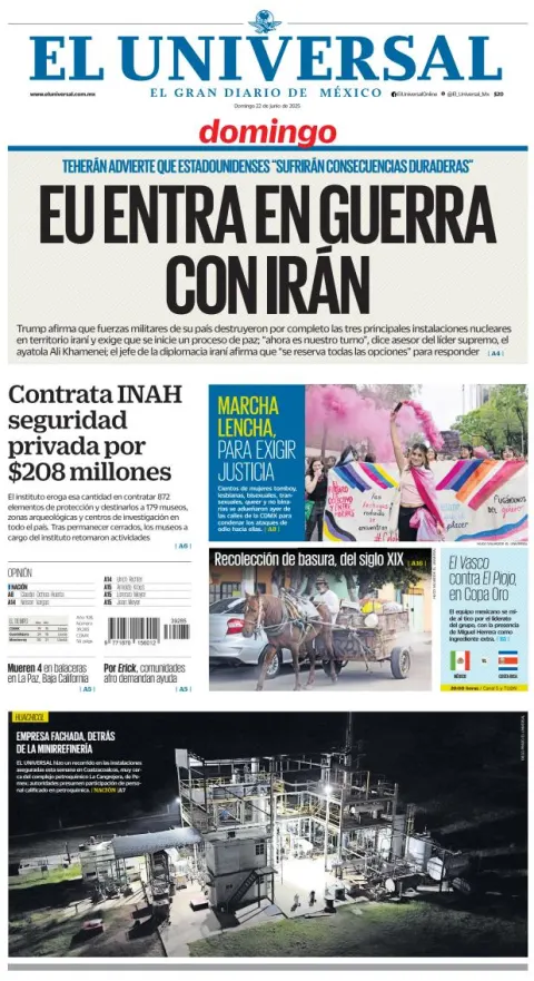Portada de El Universal