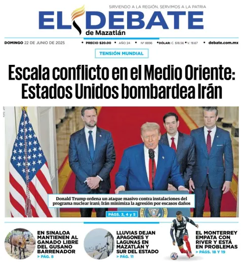 Portada de El Debate de Mazatlan