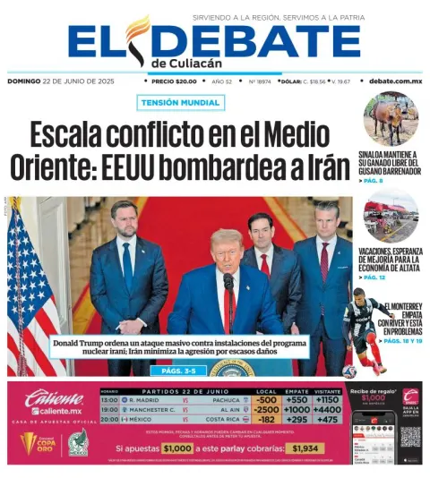 Portada de El Debate de Culiacan