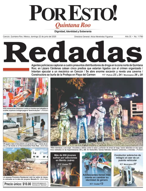 Portada de Por Esto (quintana Roo Cancun) del domingo, 22 de junio de 2025