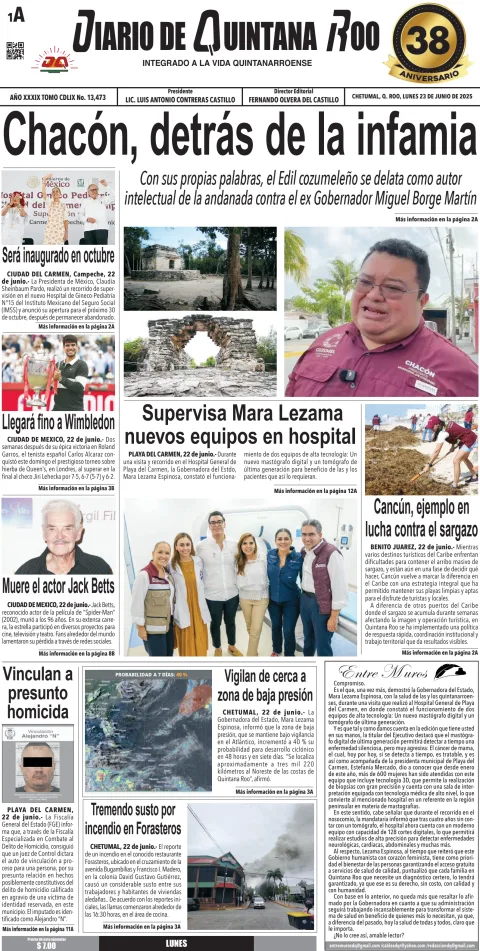 Portada de Diario de Quintana Roo (portada)
