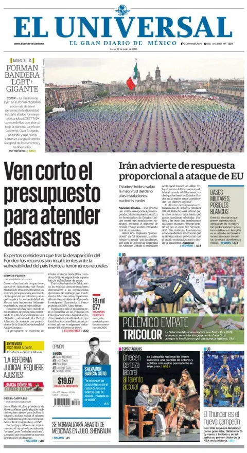 Portada de El Universal